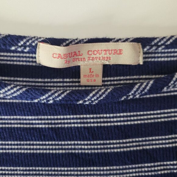 Casual Couture Green Envelope Dress Girls Large Blue White Stripe Horizontal - Picture 7 of 10